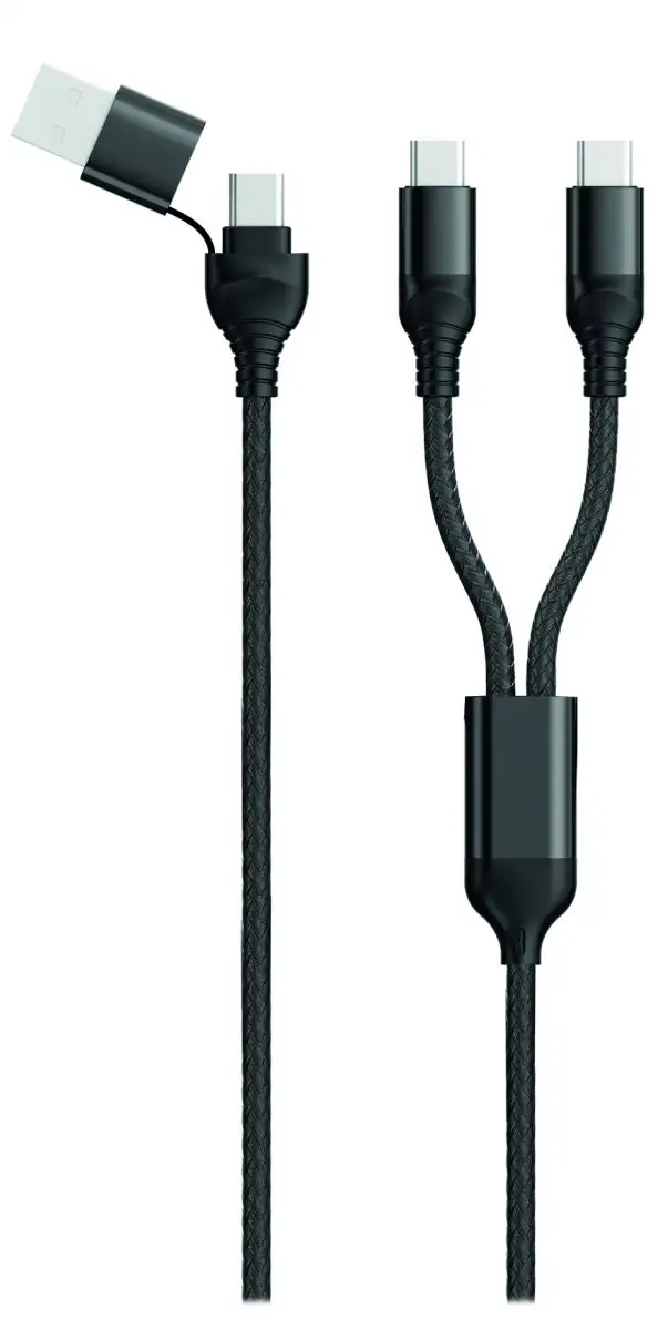 CâBLE DE CHARGE 2GO DUO USB/USB-C AVEC 2 SORTIES USB-C, 120CM, NOIR