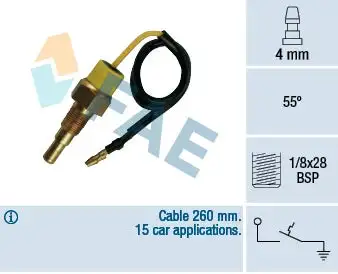 Contact thermique, voyant avertisseur de l'agent réfrigérant FAE 35790