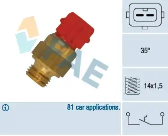 Contact thermique, voyant avertisseur de l'agent réfrigérant FAE 35871