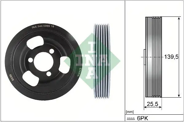 Poulie vilebrequin, Poulie damper INA 544 0096 10