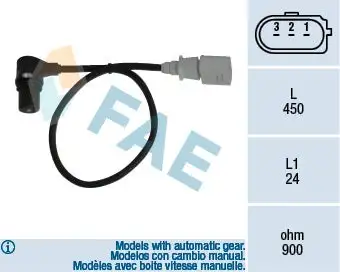 Capteur d'angle, vilebrequin FAE 79055