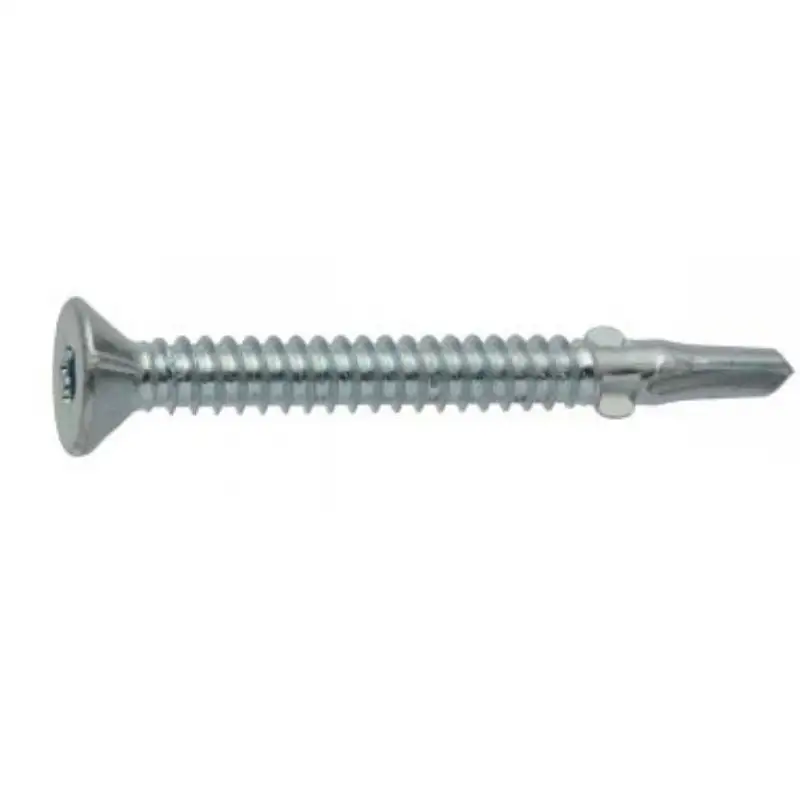 ACTON - 100 Vis autoperceuses à ailettes têtee fraisée crantée six lobes 5.5X45 Acier zingué blanc - 33341 5.5X45