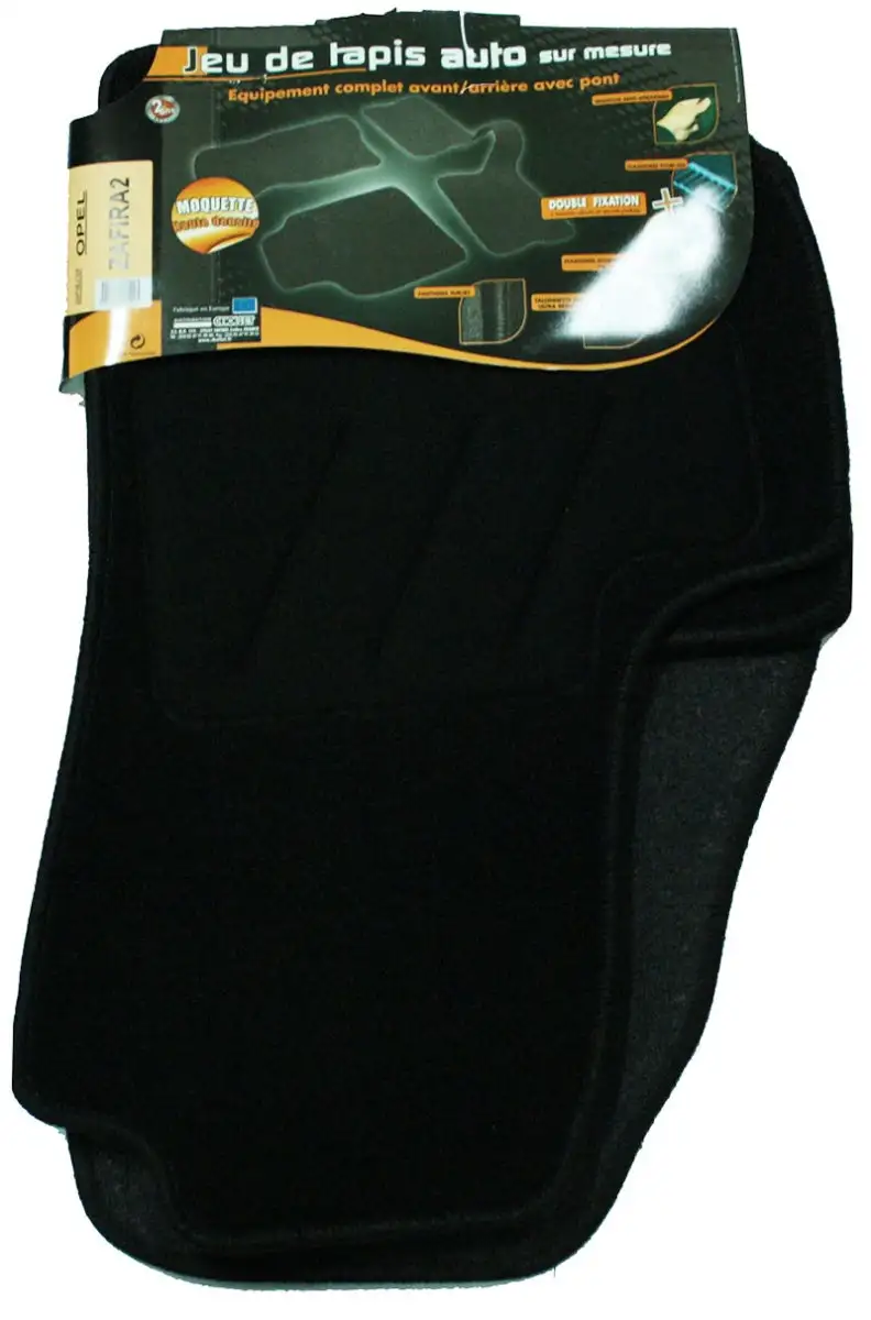 ARCOLL - 3 Tapis de sol semi-mesure pour Opel Zafira 2, noirs pour fixations d'origine (attaches non fournies)