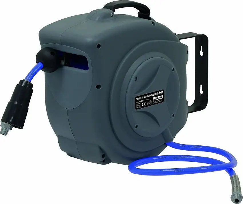 DRAKKAR EQUIPEMENT - Enrouleur automatique orientable de tuyau d'air polyuréthane 12 bar 8x12mm 15+1m 1/4" - 09340