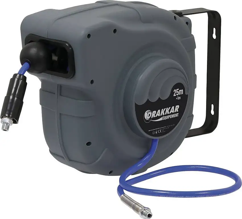 DRAKKAR EQUIPEMENT - Enrouleur automatique orientable de tuyau d'air polyuréthane 12 bar 8x12mm 25+1m 1/4 - 09341