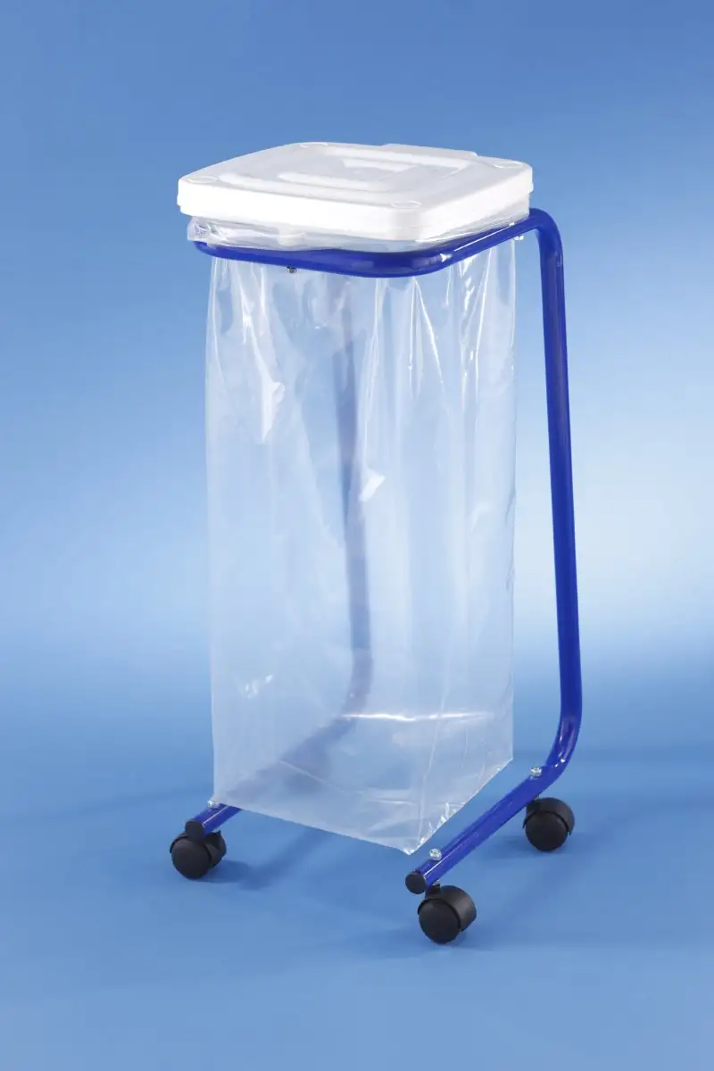 MOTTEZ - Support sac poubelle sur pied avec couvercle sur roulettes - B078SBL