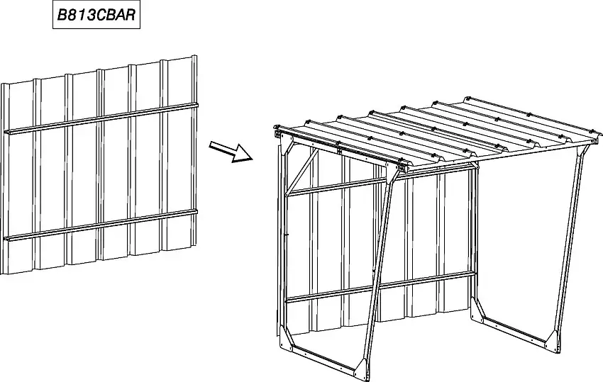 MOTTEZ - Bardage de fond pour abri B813C en tôle galva - B813CBAR