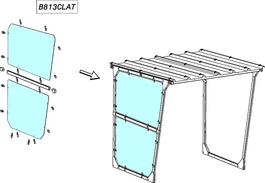 MOTTEZ - Bardage latéral droite ou gauche plexiglass 6mm - B813CLAT