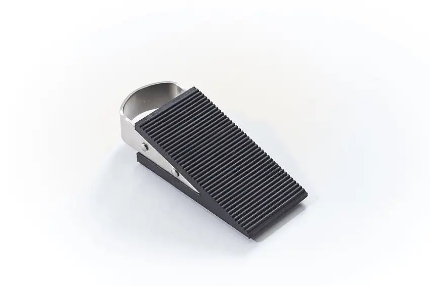 MOTTEZ - Cale de porte en caoutchouc avec poignée de préhension en inox - M029V