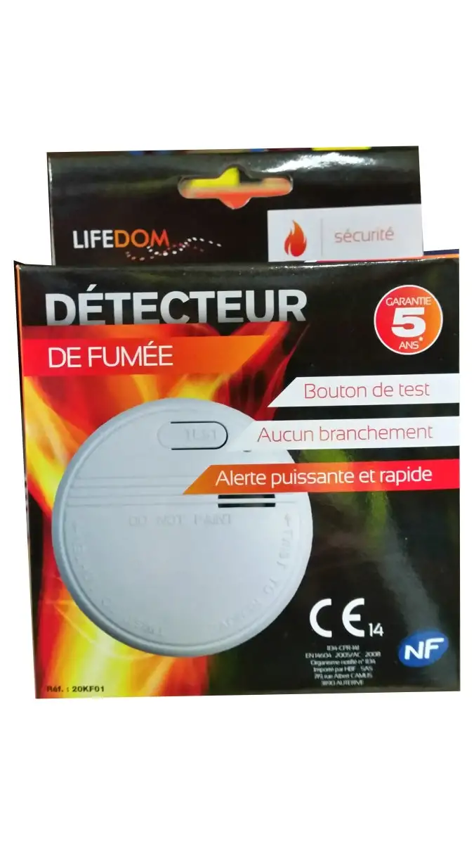 TOPCAR - 1 détecteur de fumée norme NF et CE, garantie 5 ans - 205001