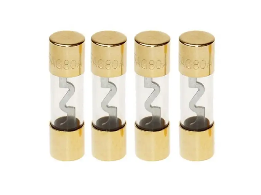 FUSIBLE EN VERRE AUDIO ACV PLAQUé OR 24KT 10,3X38,1MM 60A (4 PIèCES)