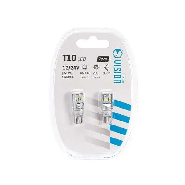 Ampoule VISION W5W (T10) 12/24V 9x 2016 SMD LED, CANBUS, blanche, 2 pcs.
