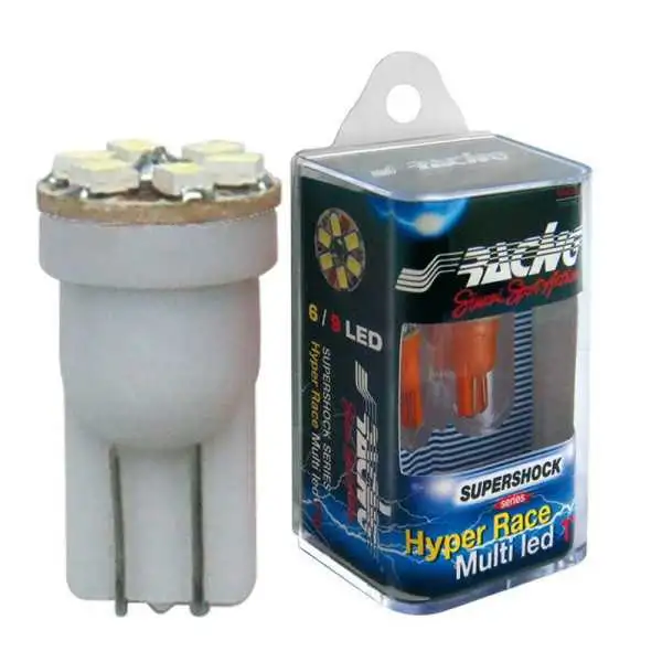 Ampoules Simoni Racing T10 6 LED Hyper Multi  Bleu  Lot de 2 pièces