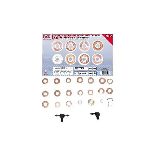 Assortiment de joints en cuivre pour injecteur 551 pièces