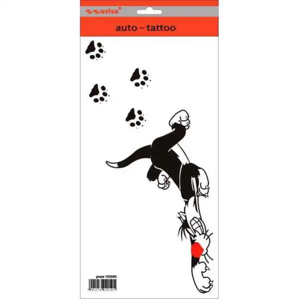 Autocollant AutoTattoo Léopold Chat  Traces  14x29cm
