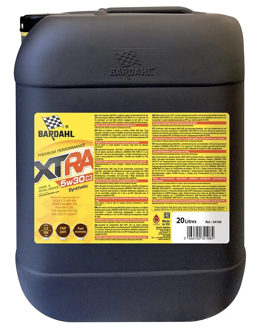 BARDAHL 5W30 XTRA C3 HUILE MOTEUR 20 LITRES POUR DES PERFORMANCES OPTIMALES