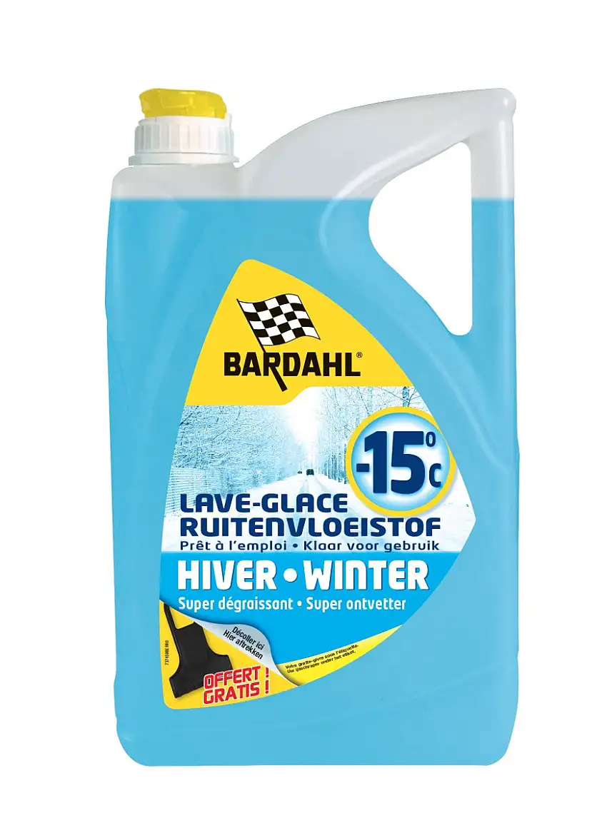 LIQUIDE LAVE-GLACE BARDAHL -15°C 5L AVEC GRATTOIR à GLACE INTéGRé
