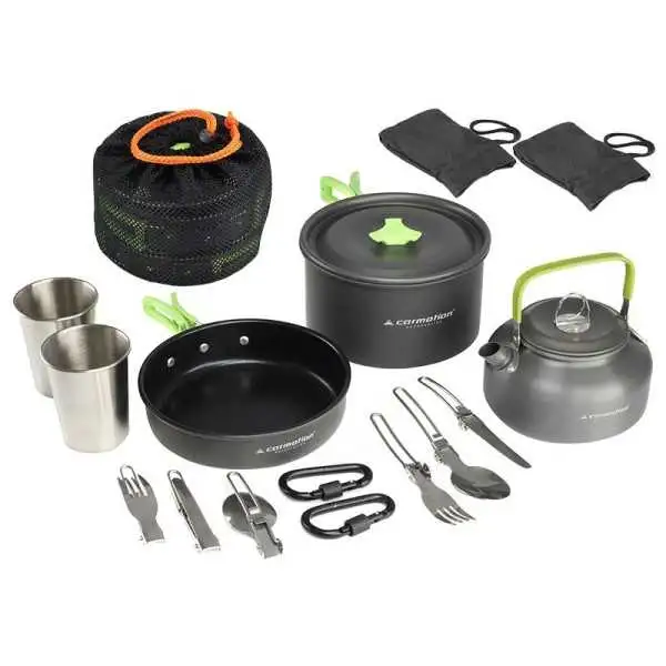Batterie de cuisine pour camping, 15 pièces