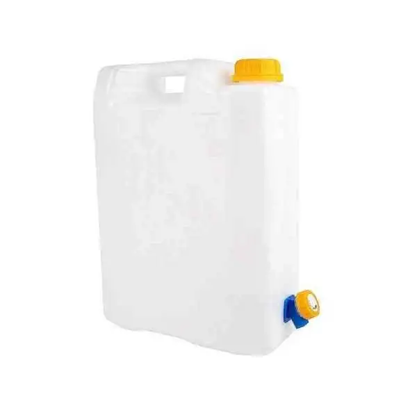 Bidon d'eau de 10L avec valve en plastique, homologué pour l'eau potable