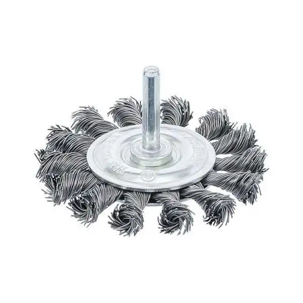 Brosse plate arbre d'entraînement 6 mm tressée Ø 75 mm