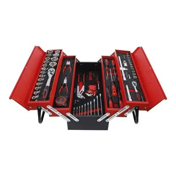 Caisse à outils métallique avec assortiment d’outils 86 pièces