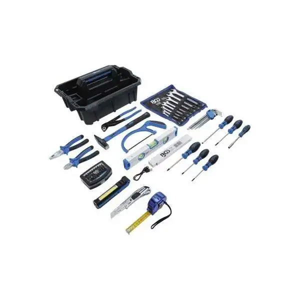 Caisse porte outils matière plastique avec assortiment d’outils 66 pièces