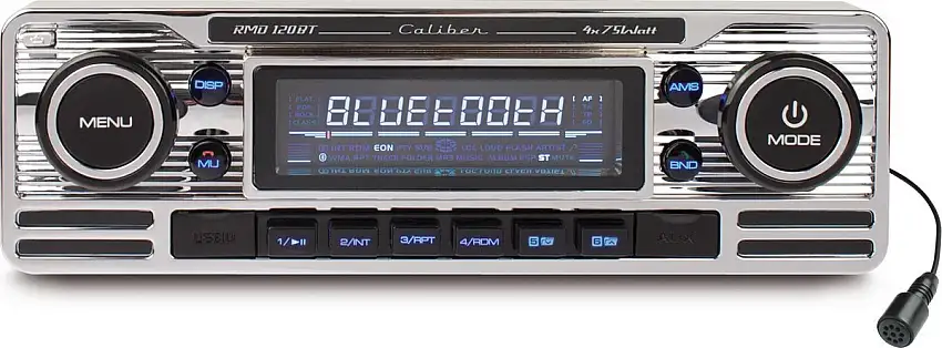 AUTORADIO CALIBER LOOK RéTRO CHROMé AVEC BLUETOOTH, USB ET AUX