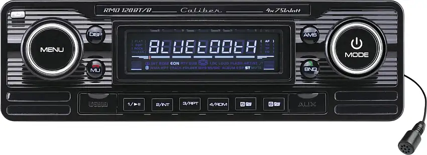 AUTORADIO CALIBER LOOK RéTRO NOIR AVEC BLUETOOTH, USB ET AUX