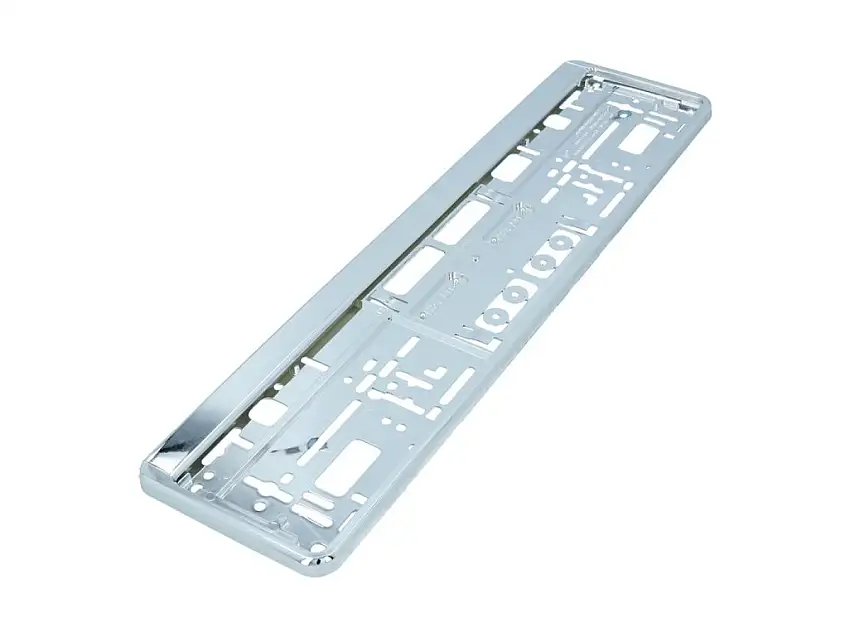 SUPPORT DE PLAQUE D'IMMATRICULATION CARPOINT CHROMé EN PLASTIQUE à CLIPSER 52X11 CM