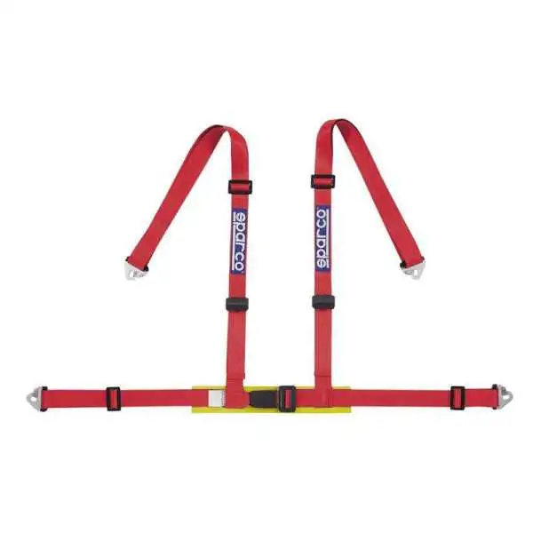Ceinture de sport Sparco à 4 points  Rouge  avec protection pelvienne et attache crochet EMark