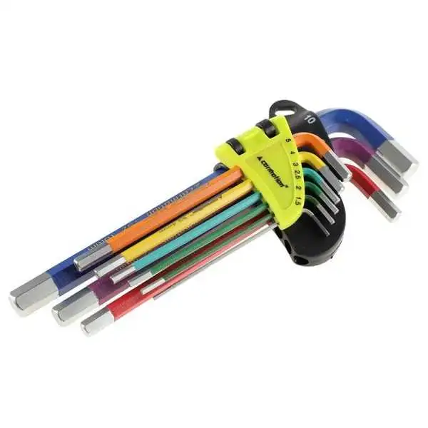 Clés Allen 230 mm, tailles 1,5 -10 mm, 9 pièces, colorées