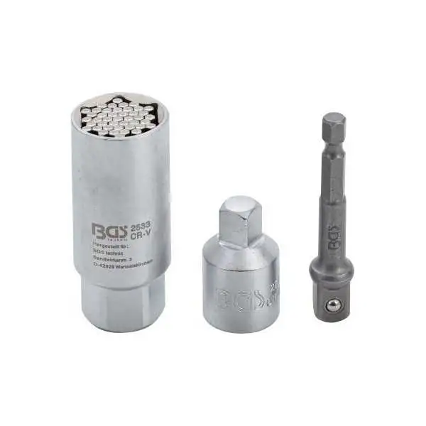 Douille universelle avec jeu d’adaptateurs 10 mm 3/8" 9 21 mm 3 pièces