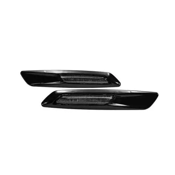 Ensemble de clignotants latéraux à LED de style F10 pour BMW 1 E8x  3 E9x  5 E6x  SmokeBlackChrome  avec fonction feu de st