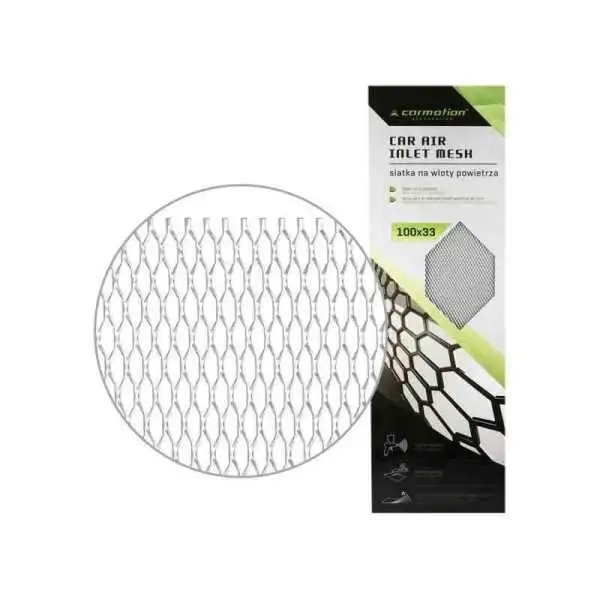 Filet de masquage en aluminium, maille 8x25 mm, nid d'abeille, feuille 100x33 cm, argent