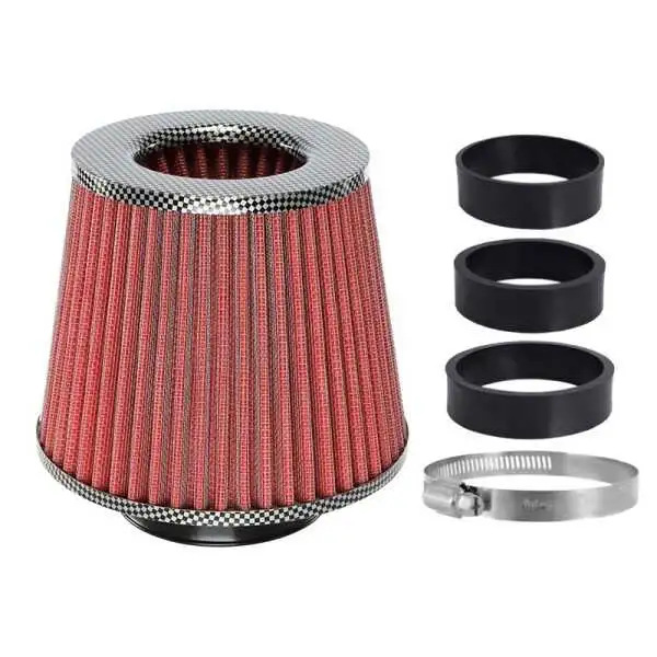 Filtre à air conique 155x130x120 mm, rouge/carbone, adaptateurs: 60, 63, 70 mm