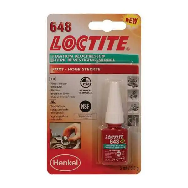 Fixation Loctite 648  Haute Résistance Vert 5ml