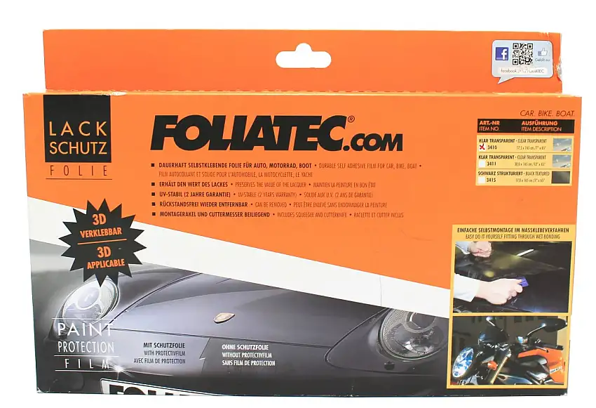 FILM DE PROTECTION DE PEINTURE FOLIATEC TRANSPARENT 17,5X165 CM PROTèGE CONTRE LES RAYURES ET LES éCLATS DE PIERRE
