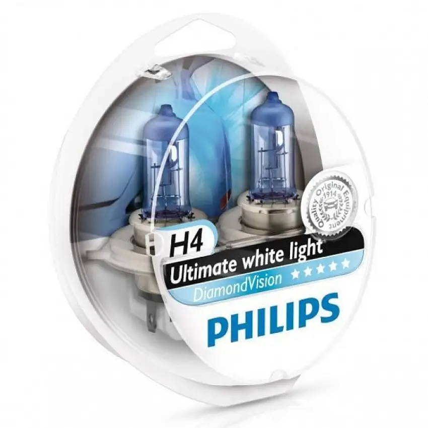 AMPOULES AUTOMOBILES PHILIPS H4 DIAMOND VISION 12V 60/55W AVEC LUMIèRE BLANCHE 5000K