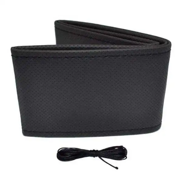 Housse de volant universel Classic  Cuir PVC perforé noir + Couture noir laçage