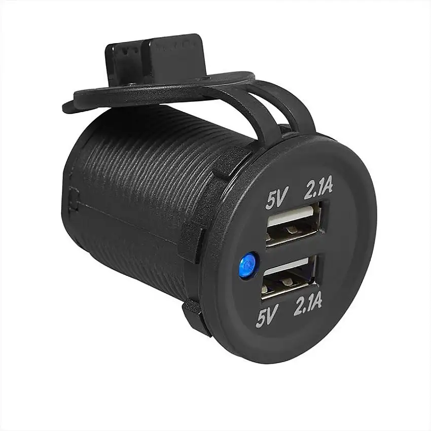 BOîTIER ENCASTRABLE USB SINATEC DOUBLE USB-A 2X2,1A 12/24V