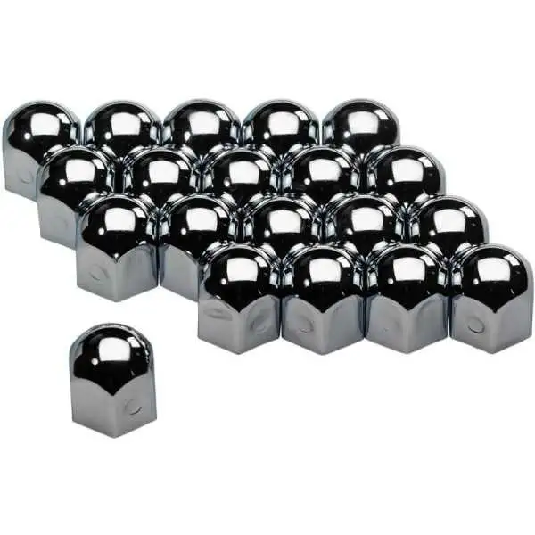 Jeu de capuchons décrous de roue universels  Acier chromé  19mm  jeu de 20 pièces