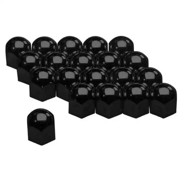 Jeu de capuchons décrous de roue universels  Acier noir  19mm  jeu de 20 pièces