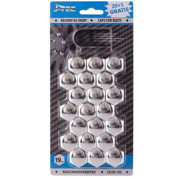 Jeu de capuchons universels pour écrous de roue  Chrome Plastic  19mm  set de 201 pièces