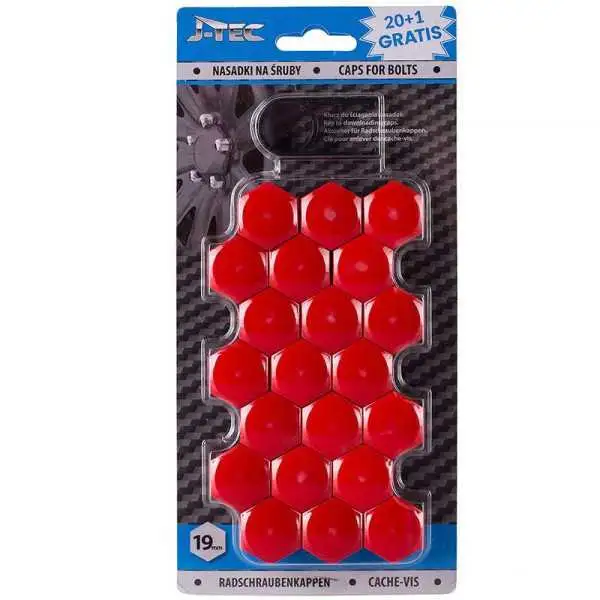 Jeu de capuchons universels pour écrous de roue  Plastique rouge  19mm  jeu de 201 pièces