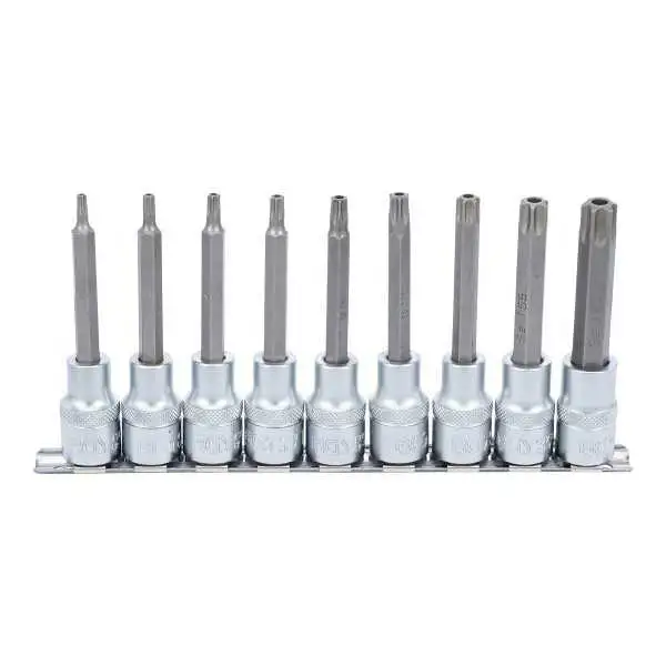 Jeu de douilles à embouts 12 5 mm 1/2" Profil T pour Torx avec perçage 9 pièces