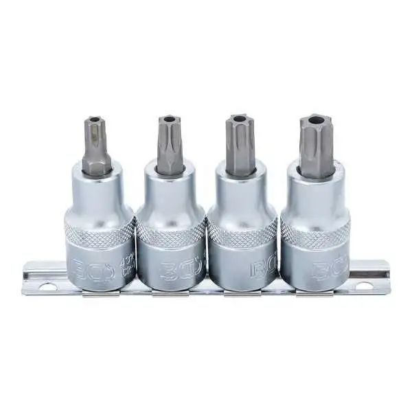 Jeu de douilles à embouts 12 5 mm 1/2" Profil T pour Torx Plus avec perçage T40 T55 4 pièces