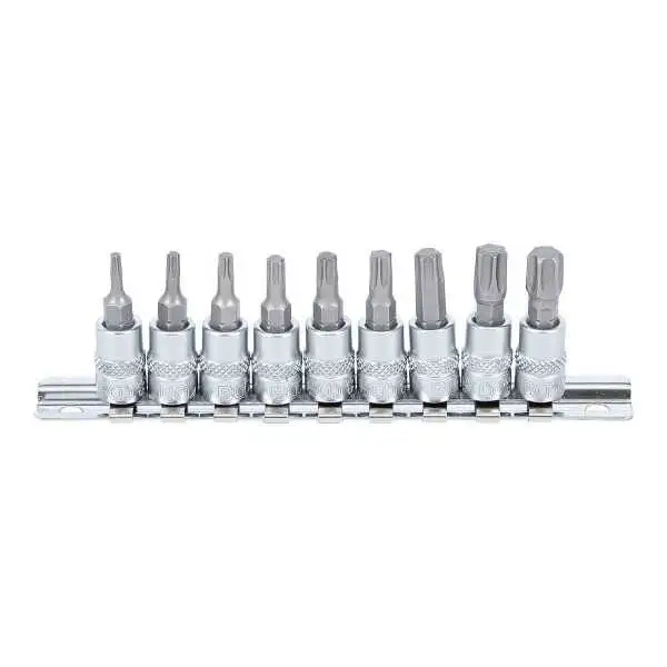 Jeu de douilles à embouts 6 3 mm 1/4" Profil T pour Torx Plus T10 T50 9 piéces