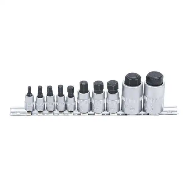 Jeu de douilles à embouts extra courtes six pans intérieurs 4 19 mm 10 pièces
