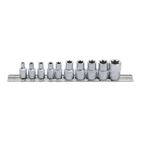 Jeu de douilles à profil E 6 3 mm 1/4" / 10 mm 3/8" E4 – E16 10 pièces