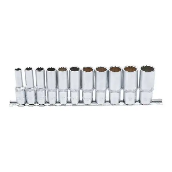 Jeu de douilles douze pans longues 10 mm 3/8" 8 19 mm 11 pièces